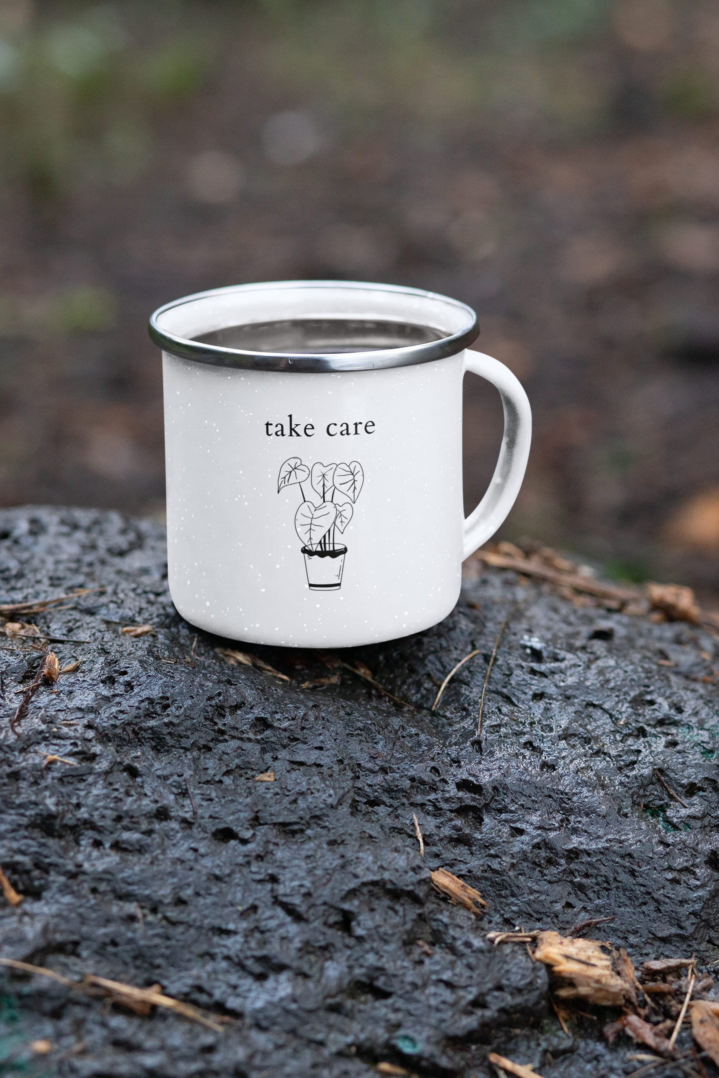 Take Care - Emaille Tasse